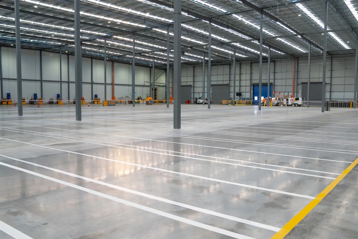 Completed line marking across a large Australian distribution warehouse